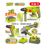 Combo perceuse meuleuse visseuse