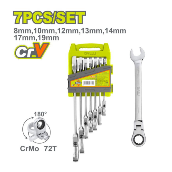 Jeu de cles a cliquet flexibles 7 pcs dyllu