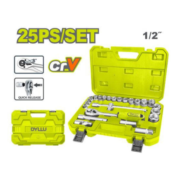 Jeu de douilles 1/2 – 25 pcs dyllu