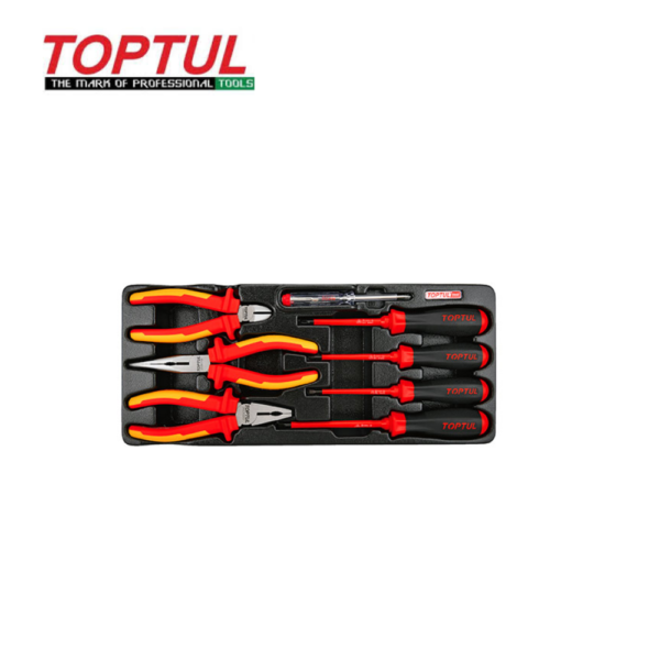 JEU DE PINCE ET TOURNEVIS ISOLENT TOPTUL ROUGE