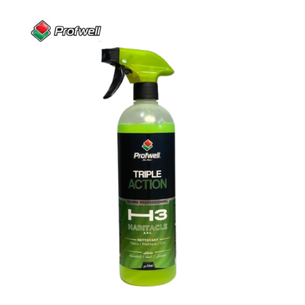 PROFWELL TRIPLE ACTION NETTOYANT H3 HABITACLE 3EN1 CUIR / PLASTIQUE / TISSUS 750ML
