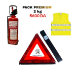 PACK SÉCURITÉ AUTO PREMIUM — EXTINCTEUR 2 KG DELTA + GILET + TRIANGLE PEOGOT